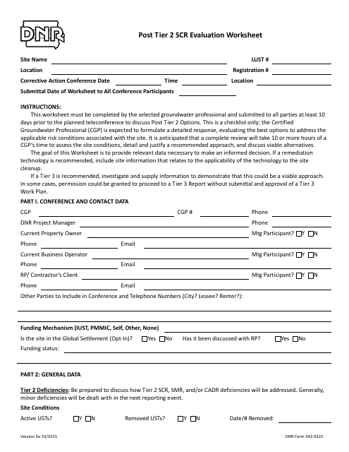 DNR Form 542-0322  Printable Pdf