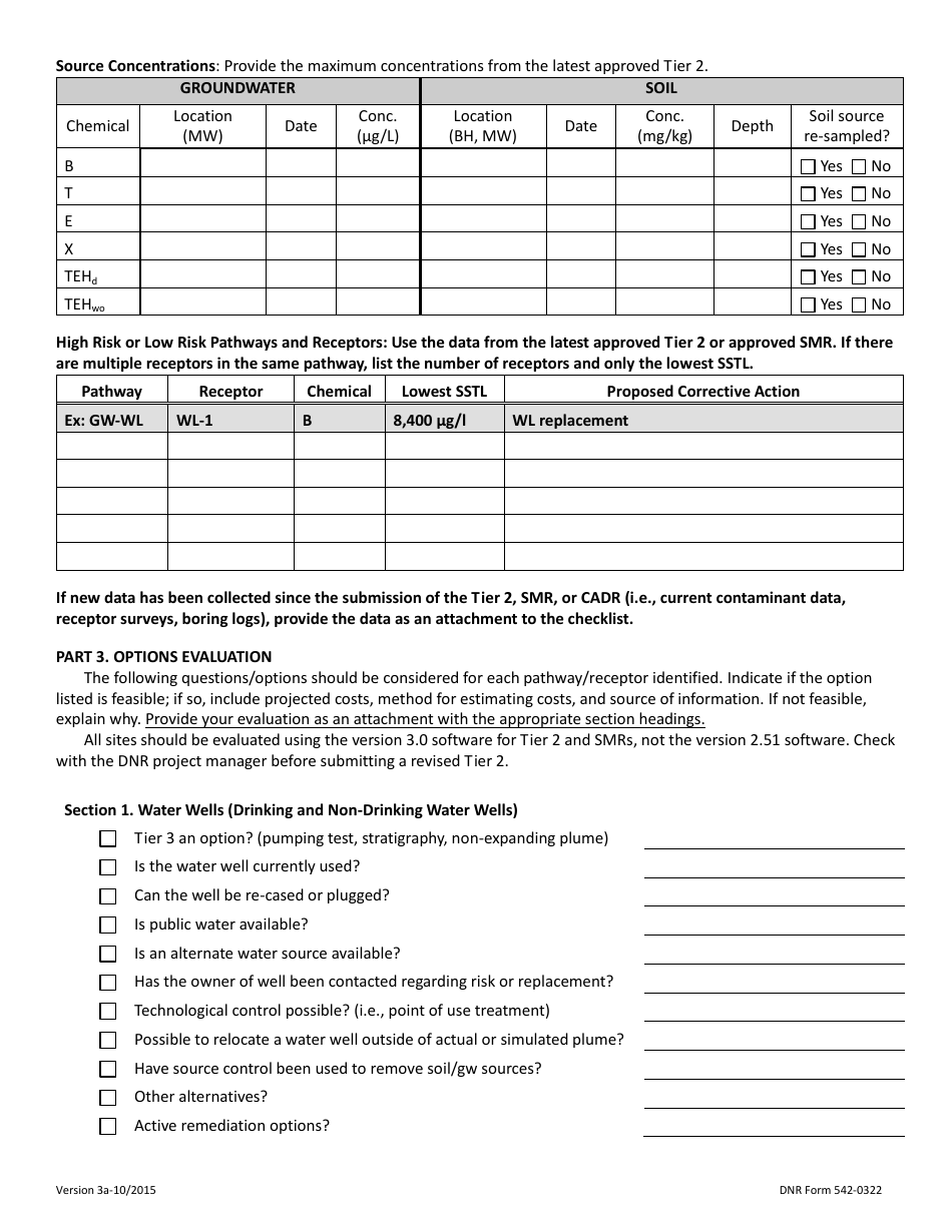 DNR Form 542-0322 Post Tier 2 Scr Evaluation Worksheet - Iowa, Page 3