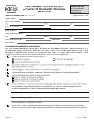 DNR Form 542-0093 Application for Groundwater Professional Certification - Iowa