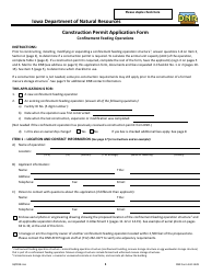 DNR Form 542-1428 Construction Permit Application Form - Confinement Feeding Operations - Iowa