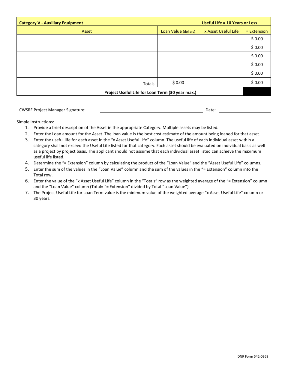 DNR Form 542-0368 Exhibit 14 Cwsrf Extended Financing Worksheet - Iowa, Page 2
