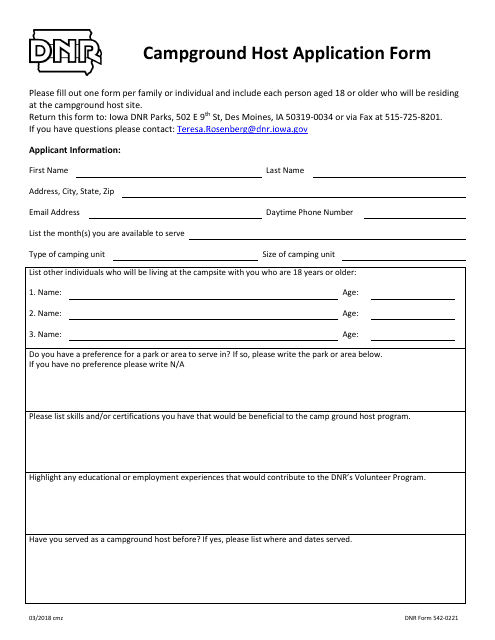 DNR Form 542-0221  Printable Pdf