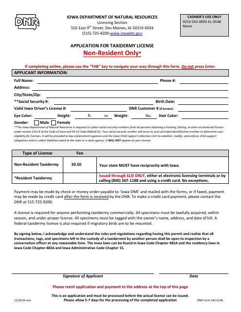 DNR Form 542-0146  Printable Pdf