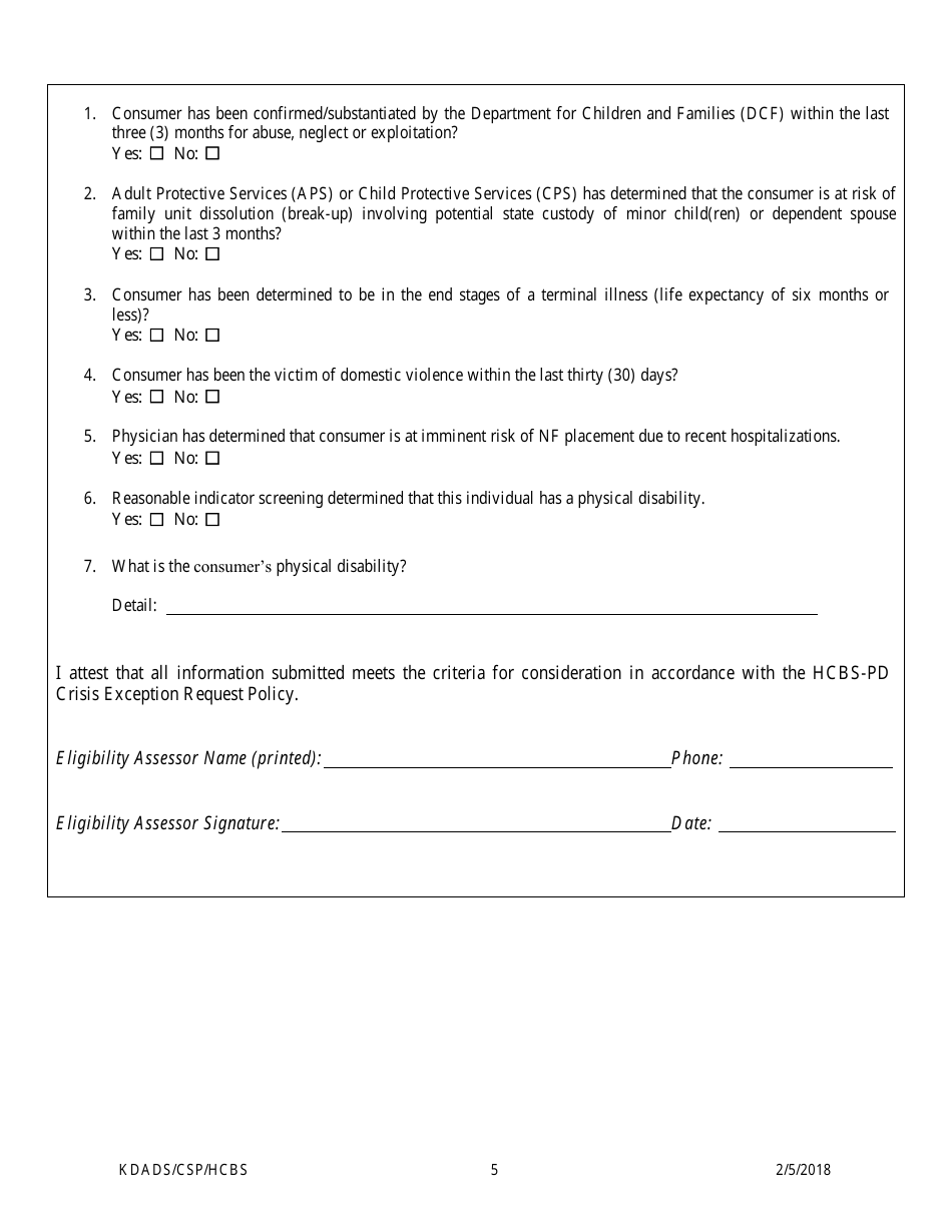 Consumer Evaluation of Needs - Hcbs  Physical Disability - Kansas, Page 5