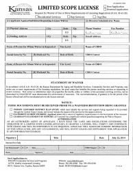 KDADS Form AP-2204 &quot;Limited Scope License&quot; - Kansas