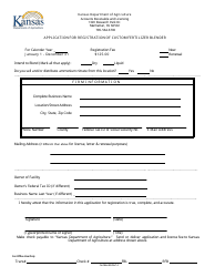 Document preview: Application for Registration of Custom Fertilizer Blender - Kansas