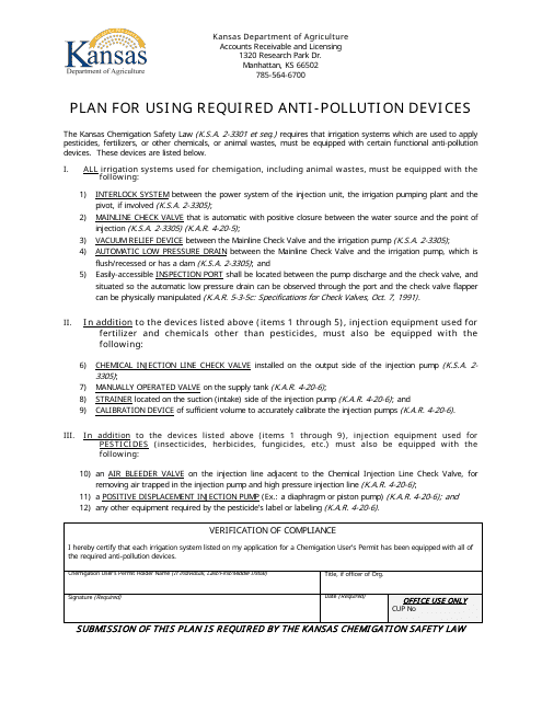 Plan for Using Required Anti-pollution Devices - Kansas Download Pdf