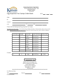 Document preview: Egg Inspection Fee Stamps Order Blank - Kansas