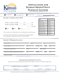 Application for Kansas Sheep/Goat Feedlot License - Kansas