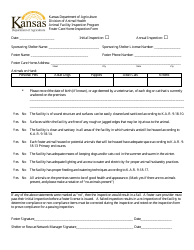 Document preview: Foster Care Home Inspection Form - Kansas