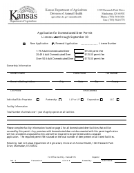 Document preview: Application for Domesticated Deer Permit - Kansas