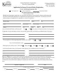 Document preview: Application for Kansas Livestock Dealer Registration - Kansas