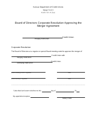 Form 5 &quot;Board of Directors Corporate Resolution Approving the Merger Agreement&quot; - Kansas