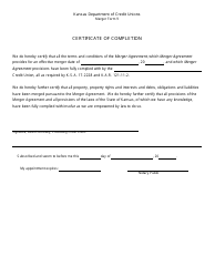Form 9 &quot;Certificate of Completion&quot; - Kansas