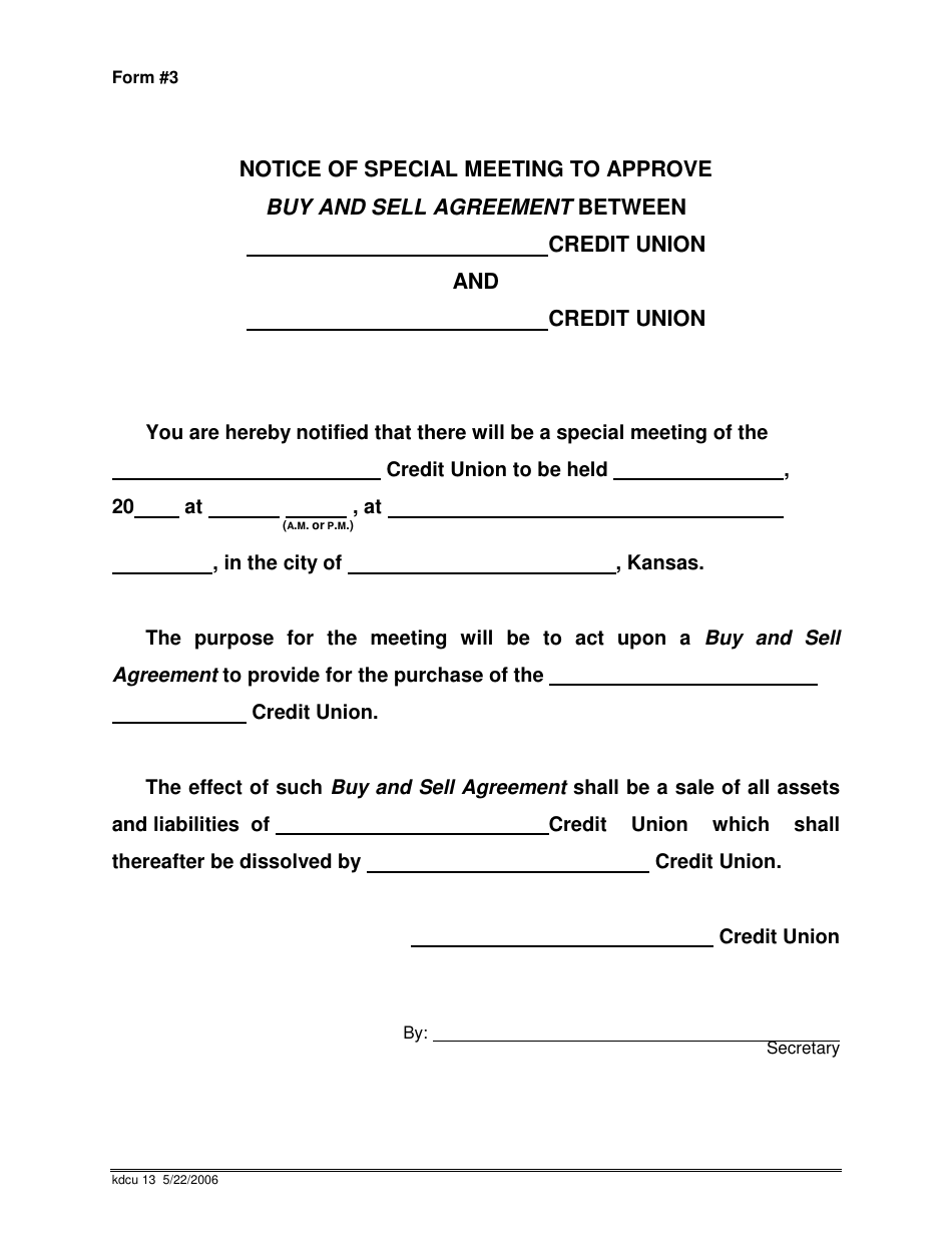 Forms and Procedures for Purchase and Sell Agreement of Kansas Chartered Credit Unions - Kansas, Page 10