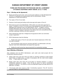 Forms and Procedures for Purchase and Sell Agreement of Kansas Chartered Credit Unions - Kansas