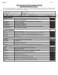 Form 135D State of Kansas Ada Acceptance Record - Kansas