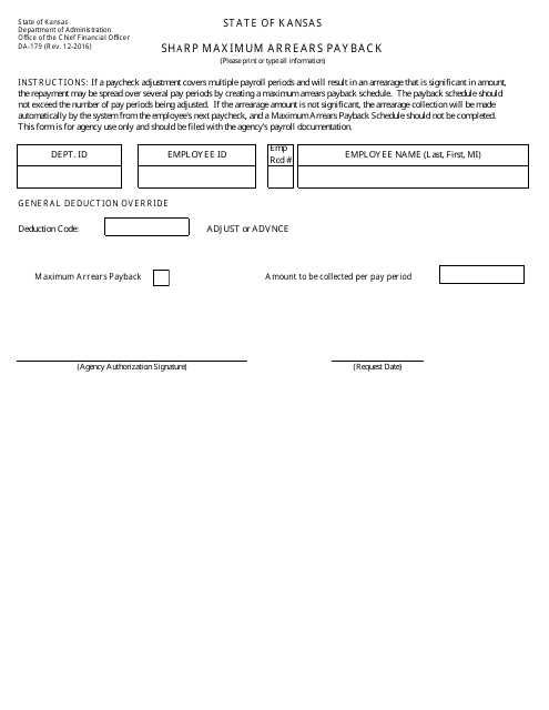 Form DA-179  Printable Pdf