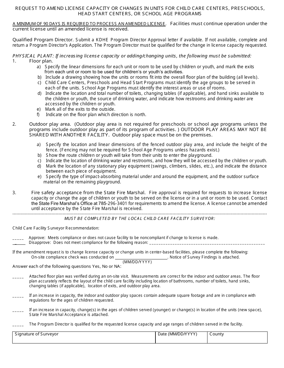 Form CCL.032 Request for Licensing Amendment - Kansas, Page 2
