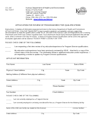 Form CCL.307 Application for Review of Program Director Qualifications - Kansas