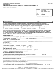 Document preview: Formulario K-BEN31-SA Declaracion De Capacidad Y Disponibilidad - Kansas (Spanish)