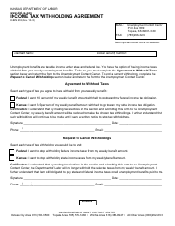 Form K-BEN233 Income Tax Withholding Agreement - Kansas
