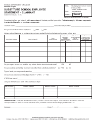 Document preview: Form K-BEN3137 Substitute School Employee Statement - Claimant - Kansas