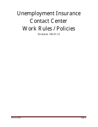 &quot;Unemployment Insurance Contact Center Work Rules / Policies&quot; - Kansas