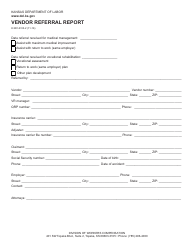 Document preview: Form K-WC-R93-2 Vendor Referral Report - Kansas