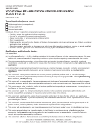 Document preview: Form K-WC-R93-10 Vocational Rehabilitation Vendor Application - Kansas