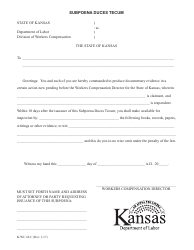 K-WC Form 42-C Subpoena Duces Tecum - Kansas