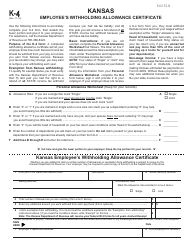 Document preview: Form K-4 Employee's Withholding Allowance Certificate - Kansas