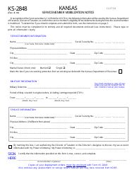 Form KS-2848 Kansas Servicemember Mobilization Notice - Kansas