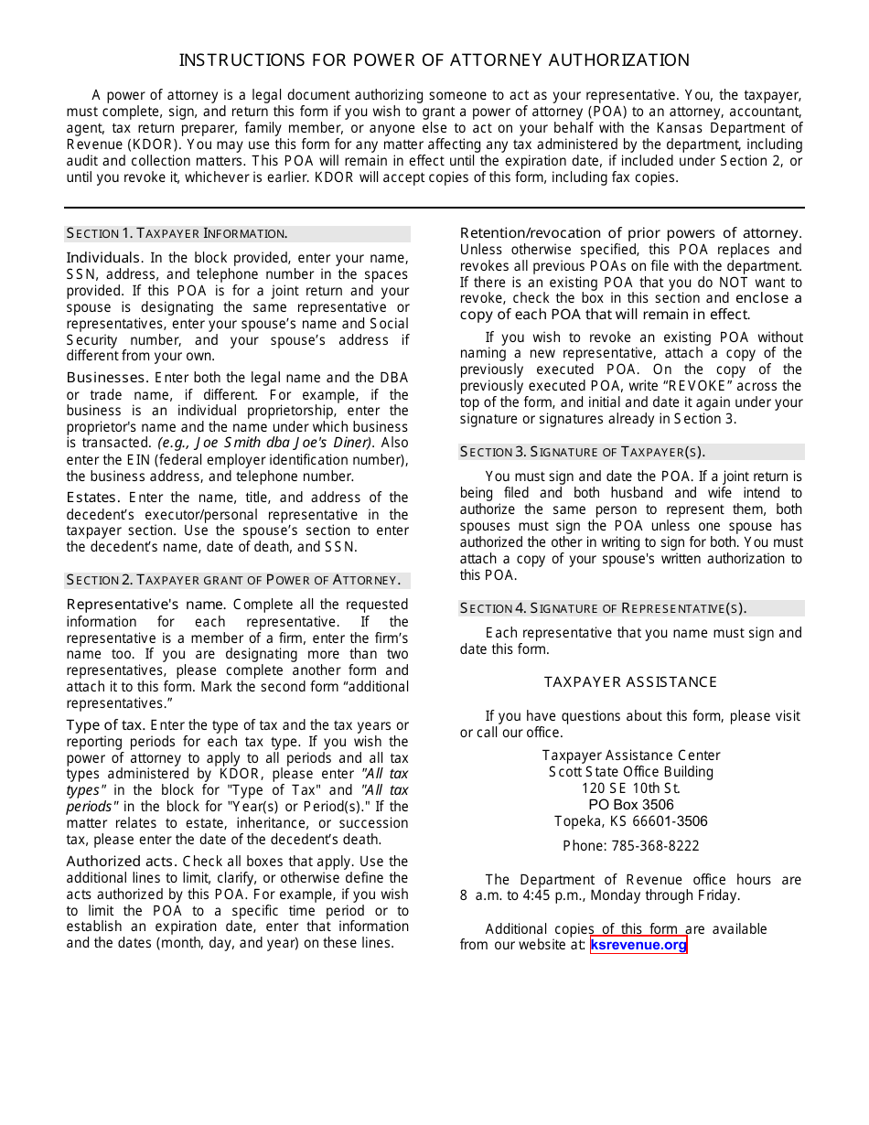 Form DO-10 Power of Attorney - Kansas, Page 2