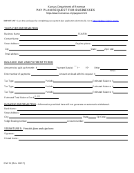 Form CM-16 Pay Plan Request for Businesses - Kansas