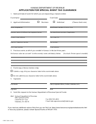 Document preview: Form CM-21 Application for Special Event Tax Clearance - Kansas