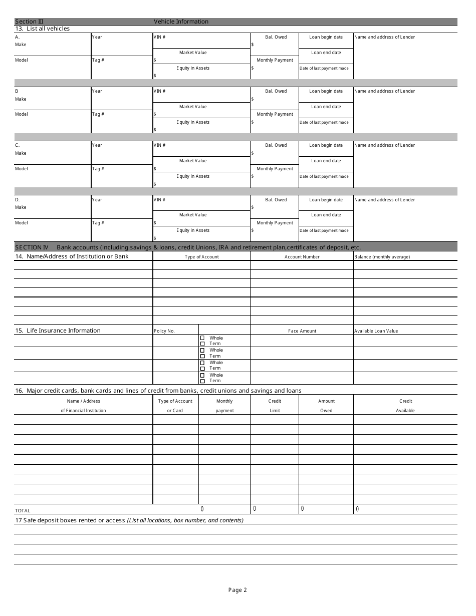 Form CE-3 Financial Information Statement - Individuals - Kansas, Page 2