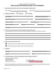 Document preview: Form CM-22 Application for Special Event Tax Clearance - Kansas