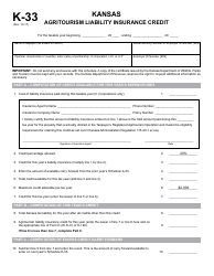 Document preview: Schedule K-33 Agritourism Liability Insurance Credit - Kansas