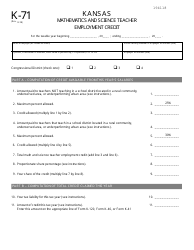 Document preview: Form K-71 Mathematics and Science Teacher Employment Credit - Kansas