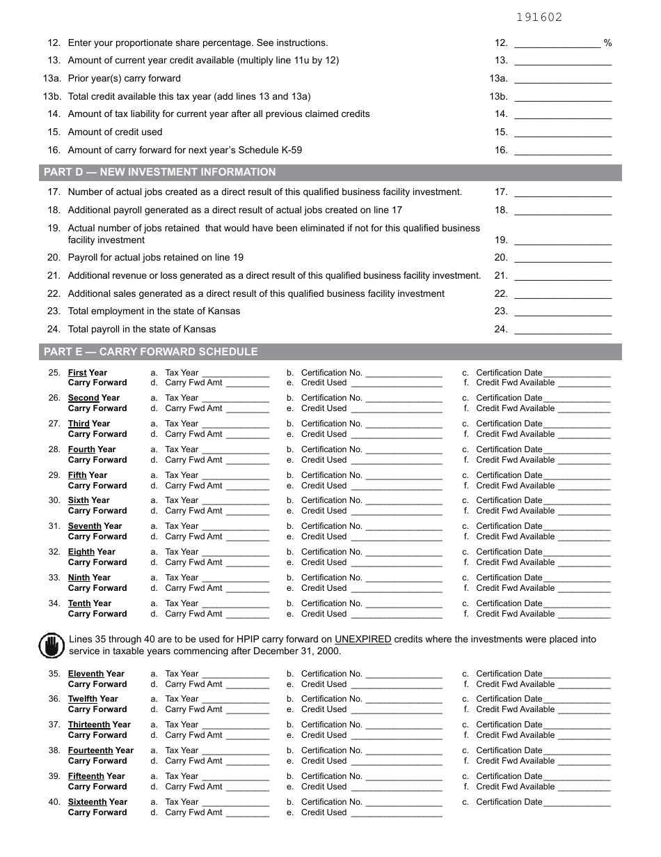 Form K-59 Kansas High Performance Incentive Program (Hpip) Credits - Kansas, Page 2