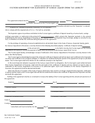 Form LD-401 Escrow Agreement for Guarantee of Kansas Liquor Drink Tax Liability - Kansas