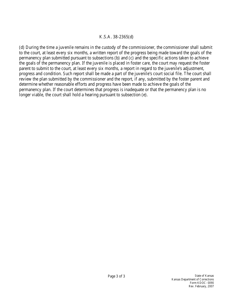 Form KDOC-0090 Foster Parent Report to the Court - Kansas, Page 3