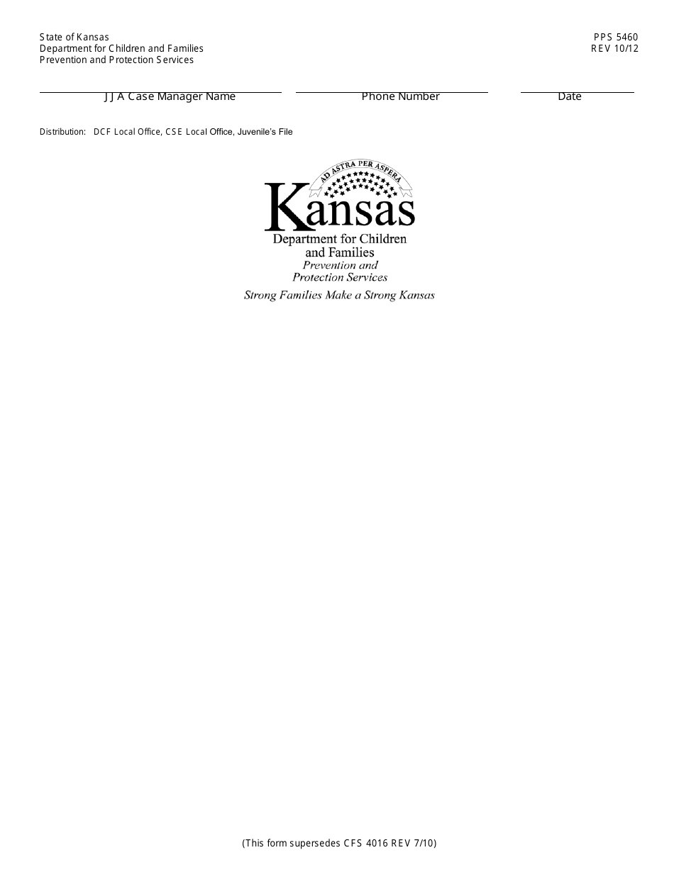 Form PPS5460 Jja Notice of Change in IV-E / Medicaid Eligibility or Cse Status - Kansas, Page 2