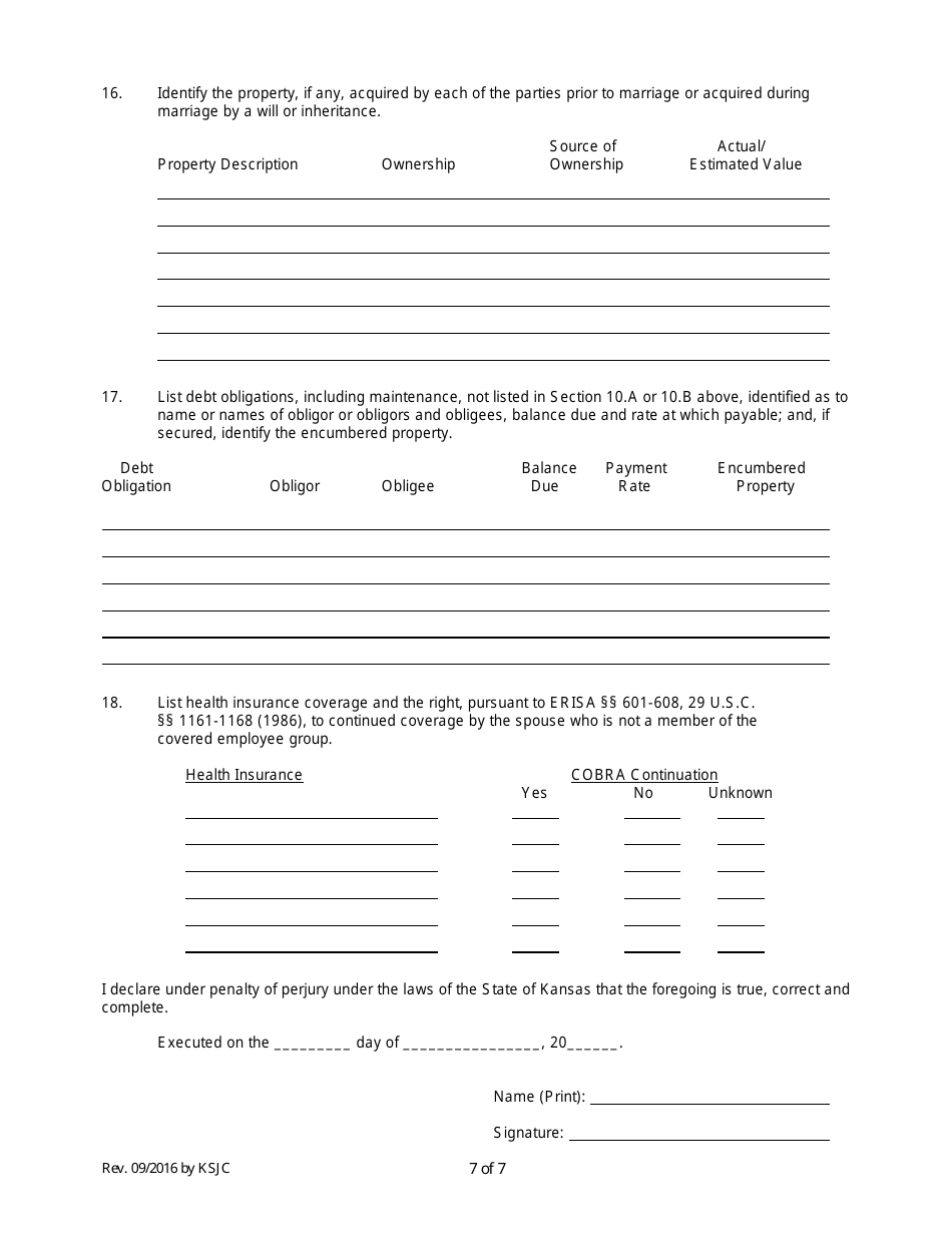 Kansas Domestic Relations Affidavit Form - Fill Out, Sign Online and ...