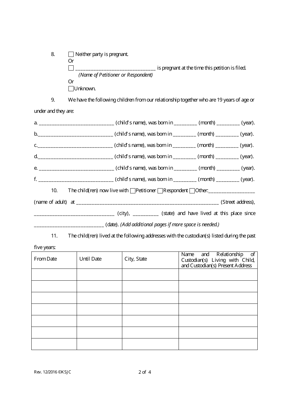 Petition for Divorce (With Children) - Kansas, Page 2