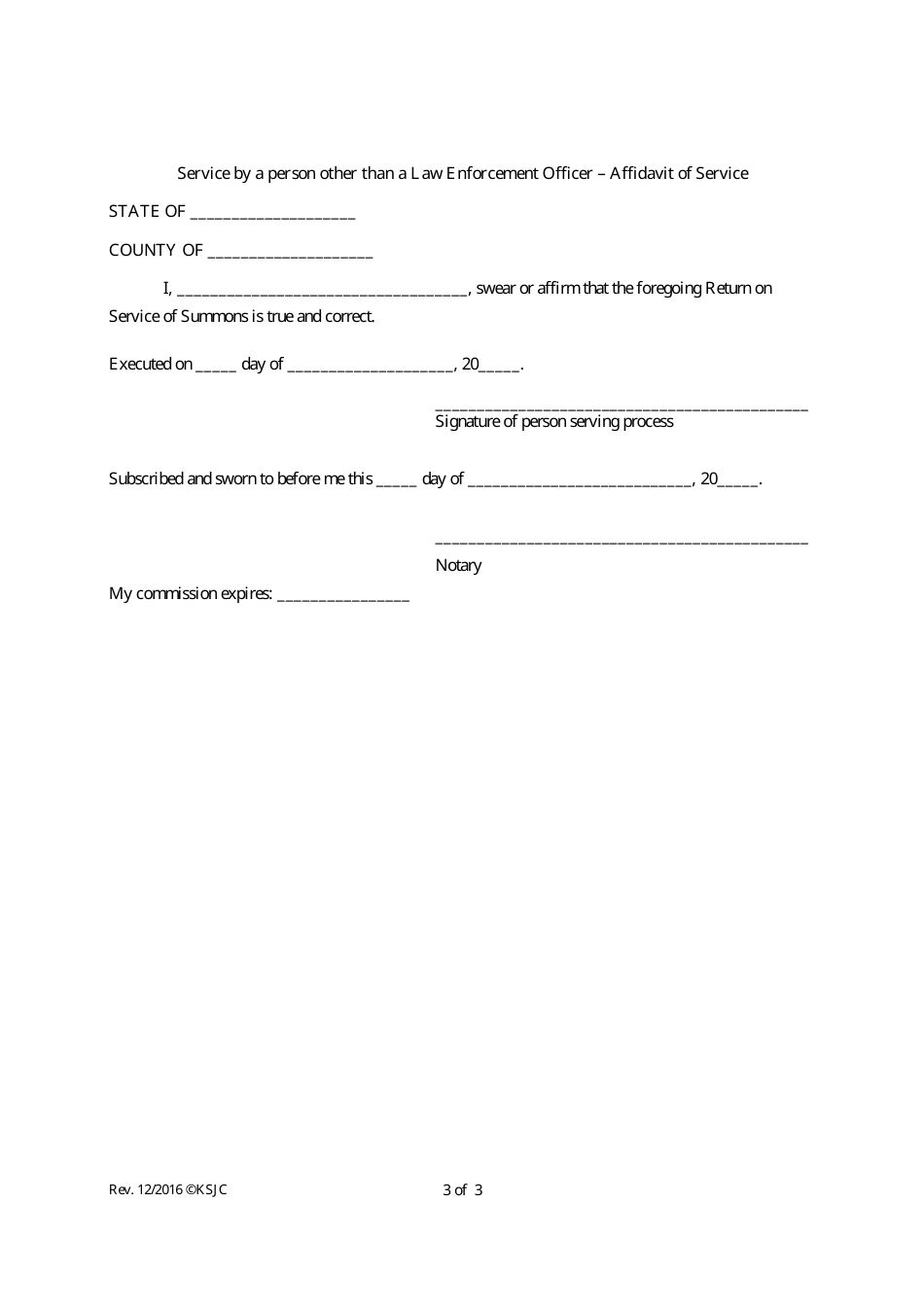 Summons - (Out of State) - Kansas, Page 3