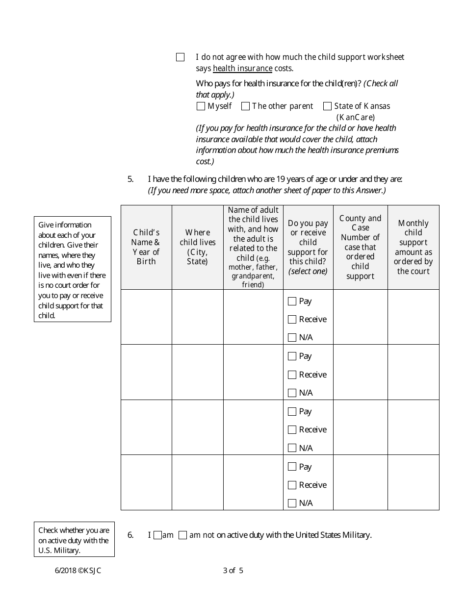 Answer to Petition to Determine Parentage - Kansas, Page 3