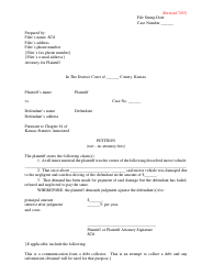 Document preview: Petition (Tort - No Attorney Fees) - Kansas