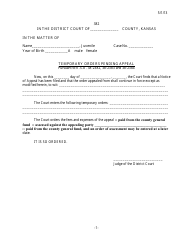 Form 382 Temporary Orders Pending Appeal - Kansas